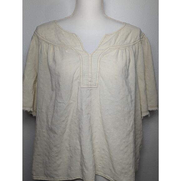 Women's ANA A New Approach Short Sleeve Top Contrast Stitching Boho Size XXL - Picture 2 of 9